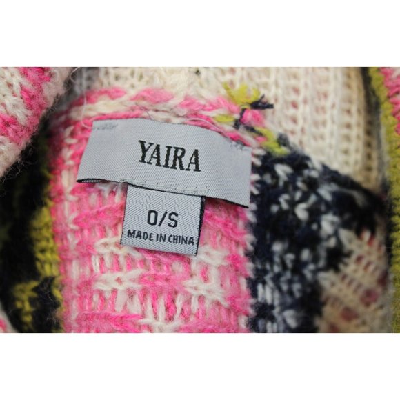 Yara Sweater Knit Poncho OSFA Cowl Neck Bohemian Spring Summer Fall Beige Pink - Picture 5 of 6
